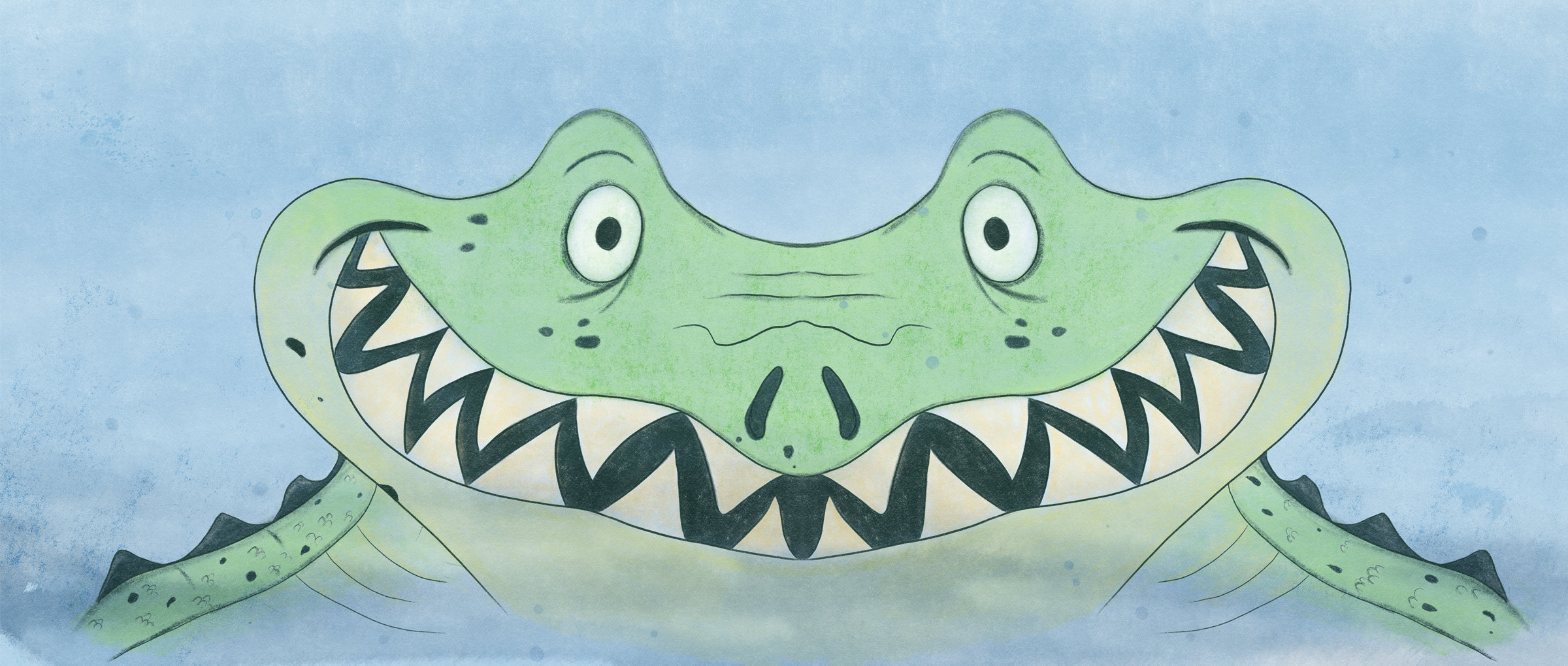 Interior spread: the crocodile’s big smile